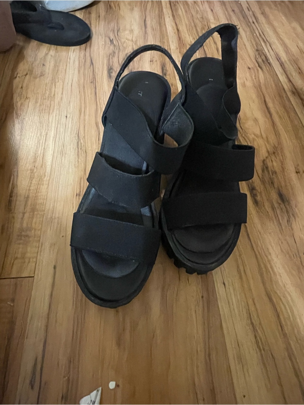 Madden Girl Black Platform Velcro Sandals
